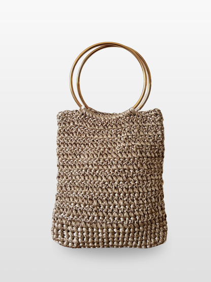 Bolso Pilar en Raso con Asa Dorada