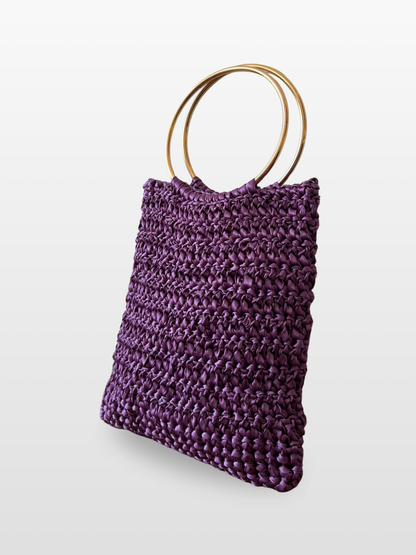 Bolso Pilar en Raso con Asa Dorada