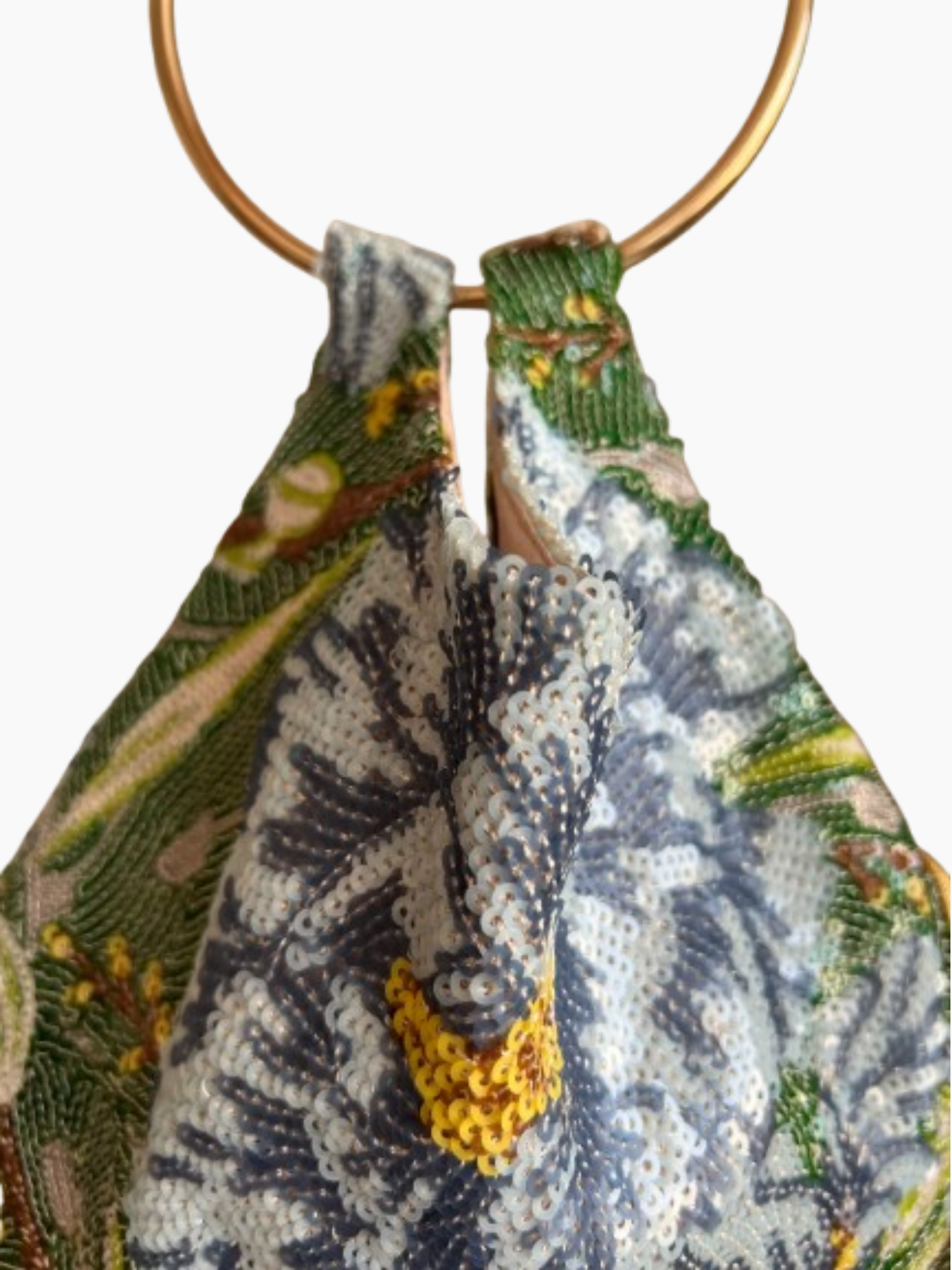 Bolso lentejuela Rocío flecos con Asa Dorada