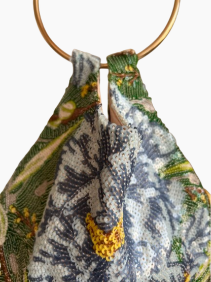 Bolso lentejuela Rocío flecos con Asa Dorada