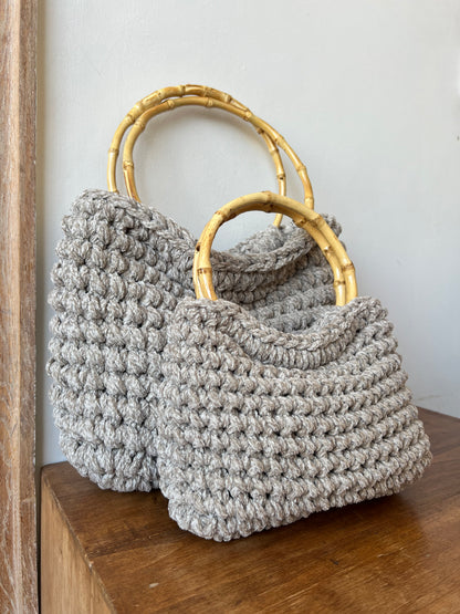 Bolso de Crochet con Asa de Bambú